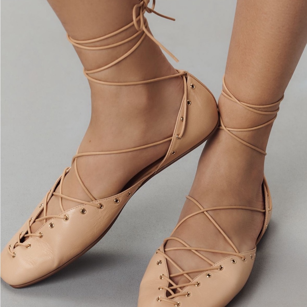 Jeffrey Campbell Nude Lace-Up Flats